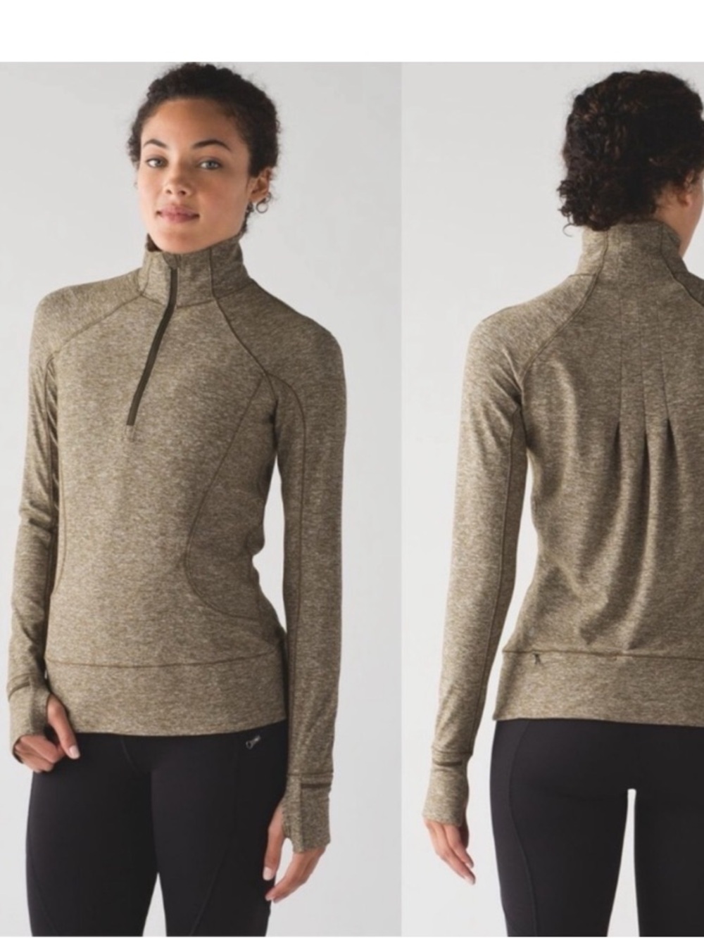 lululemon athletica Rush hour 1/2 Zip Pullover long sleeve olive green size 6